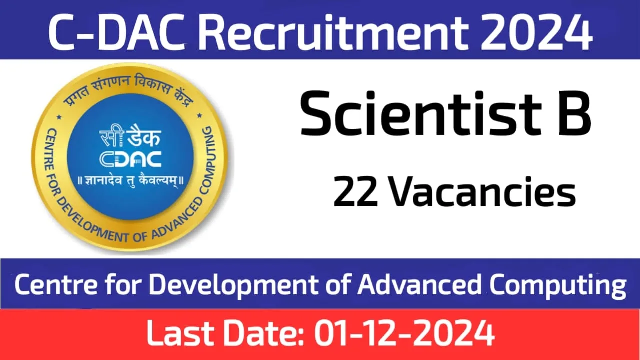 CDAC Scientist B Recruitment 2024 Apply for 22 Positions