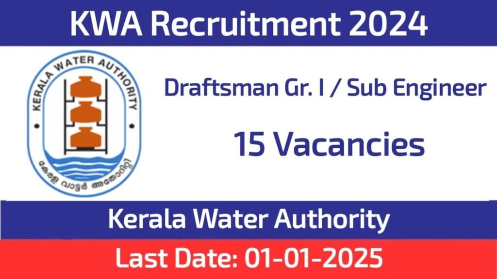 Kerala Water Authority Draftsman Recruitment 2024 Diploma Jobs Kerala Water Authority Draftsman Recruitment 2024