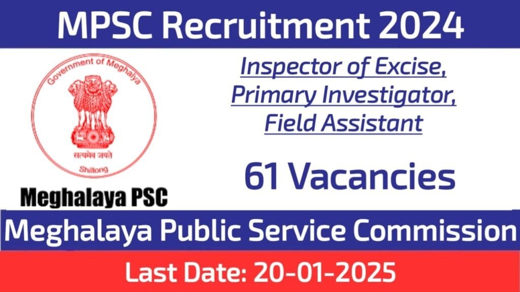 Meghalaya PSC Inspector Investigator and Assistant Recruitment 2024