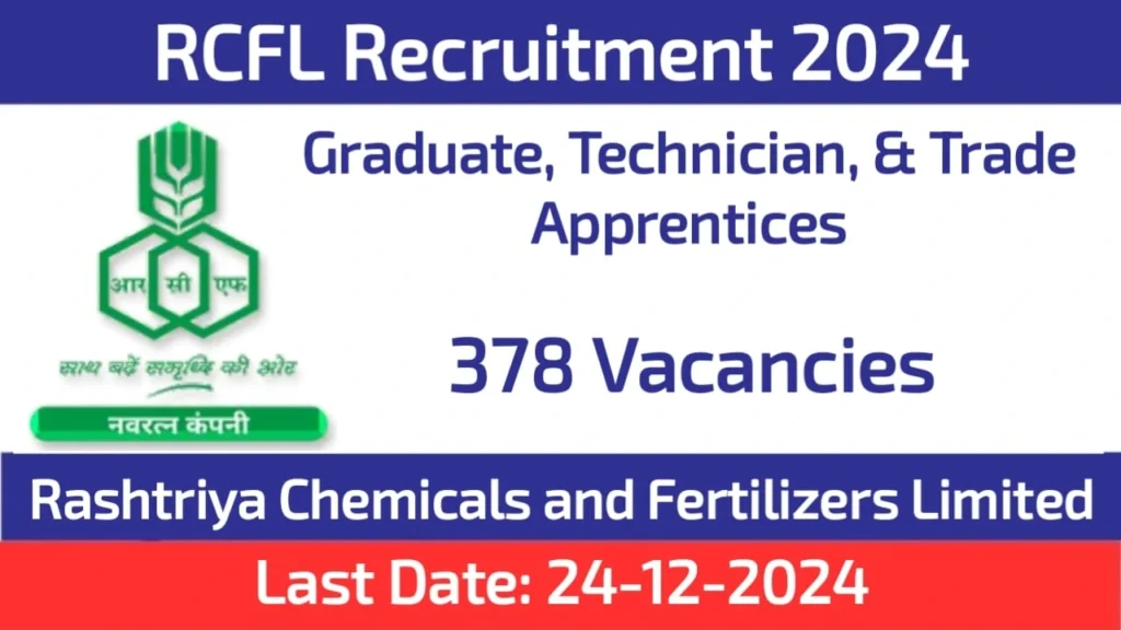 RCFL Apprentice Recruitment 2024 Apply for 378 Apprentice Positions