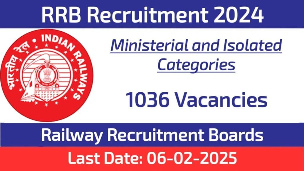 RRB Ministerial and Isolated Categories Recruitment 2024 Apply for 1036 Various Posts RRB Ministerial and Isolated Categories Recruitment 2024 Apply for 1036 Various Posts